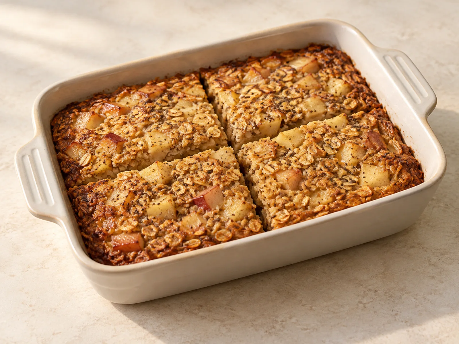 Apple cinnamon baked oats served ready to eat