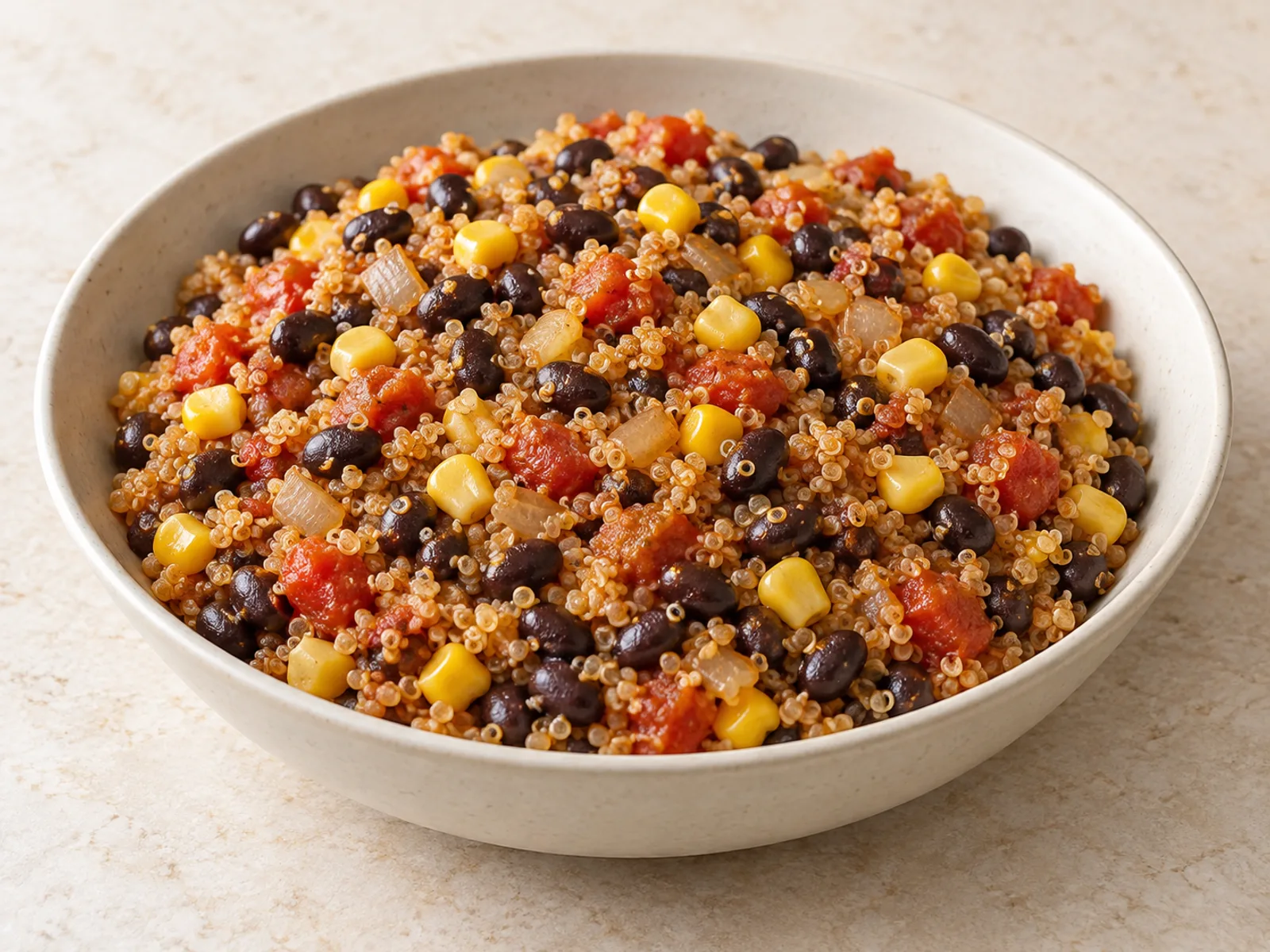Black bean quinoa skillet served ready to eat