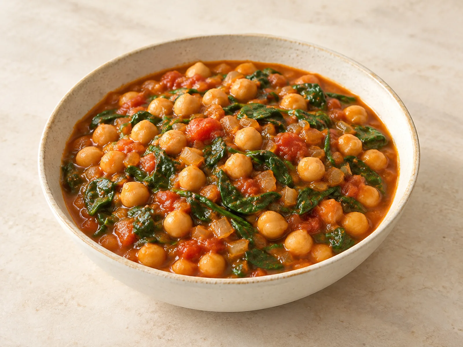 Chickpea spinach curry served ready to eat