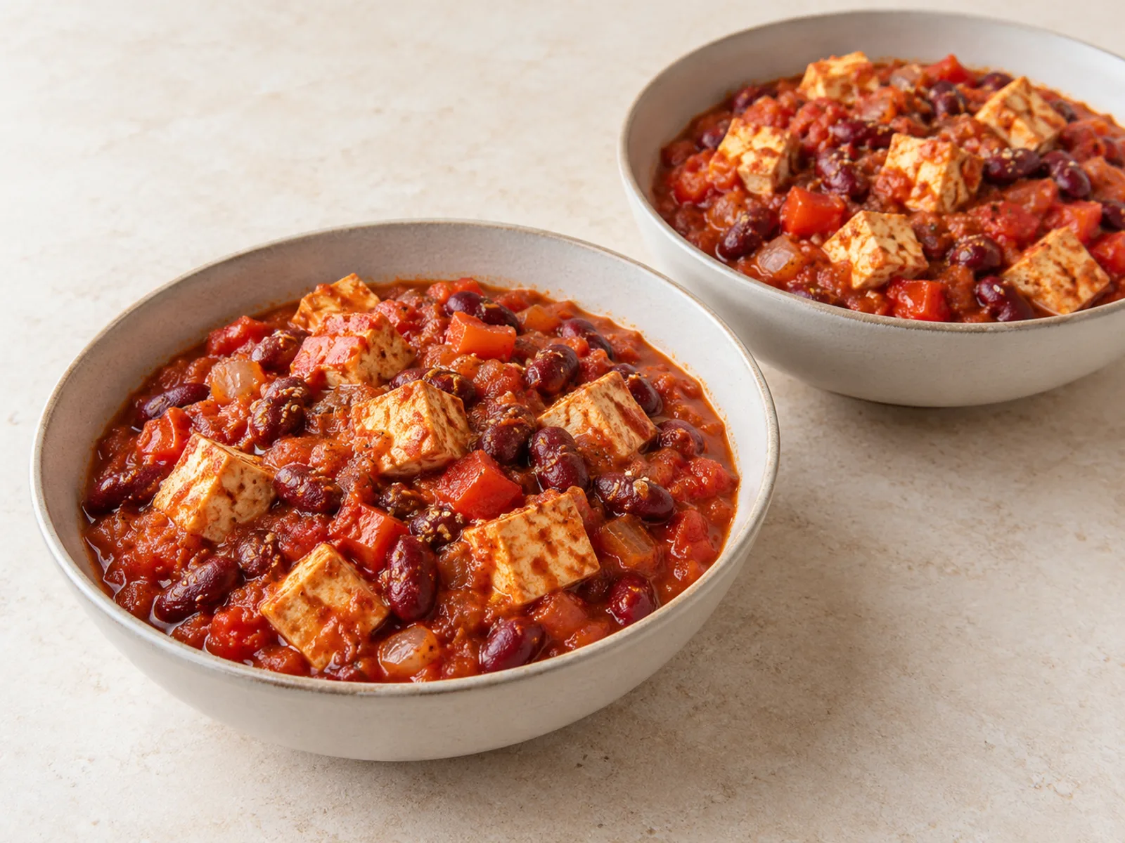 Kidney bean tofu tomato skillet served ready to eat