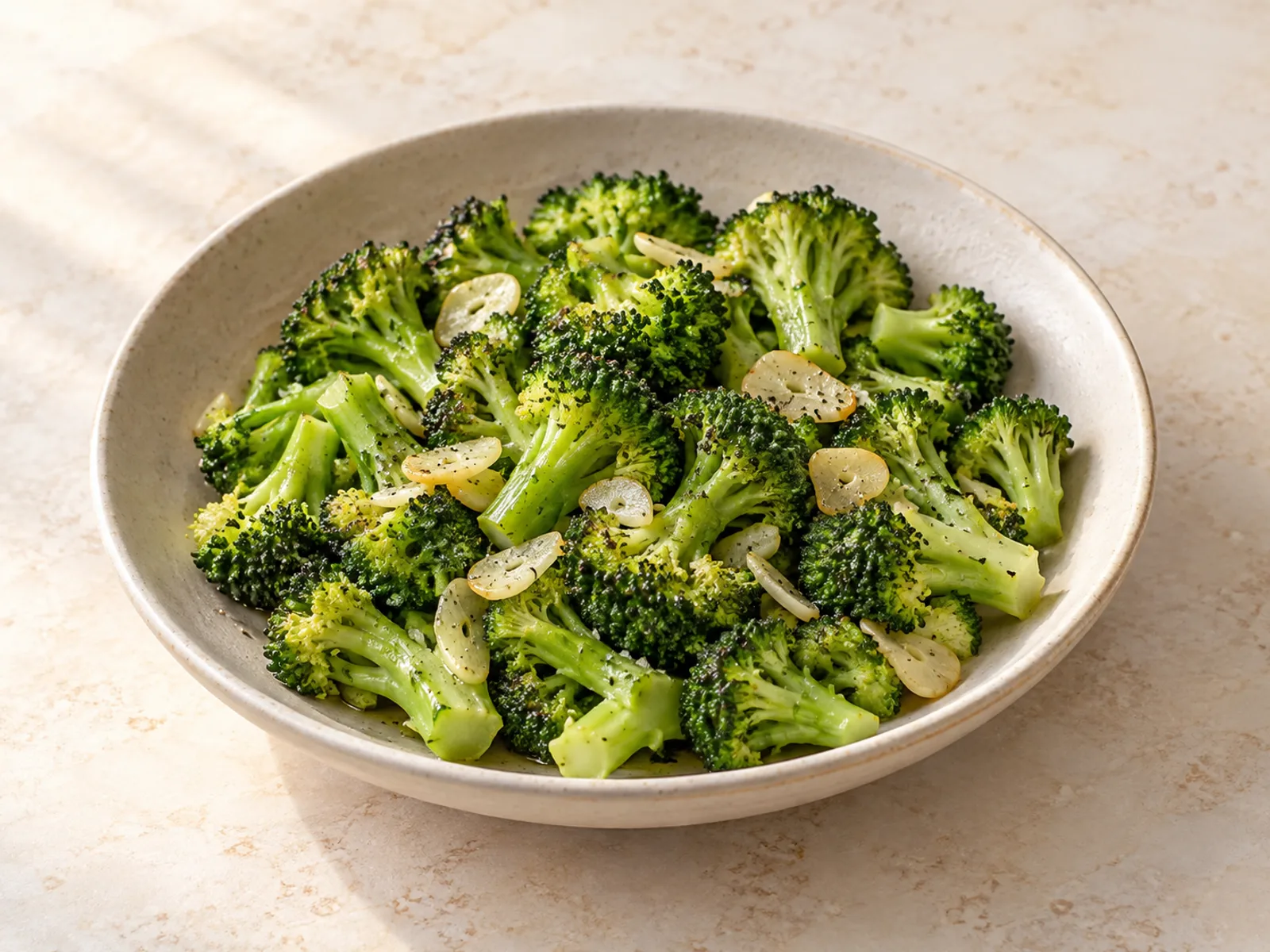 Lemon garlic broccoli served ready to eat