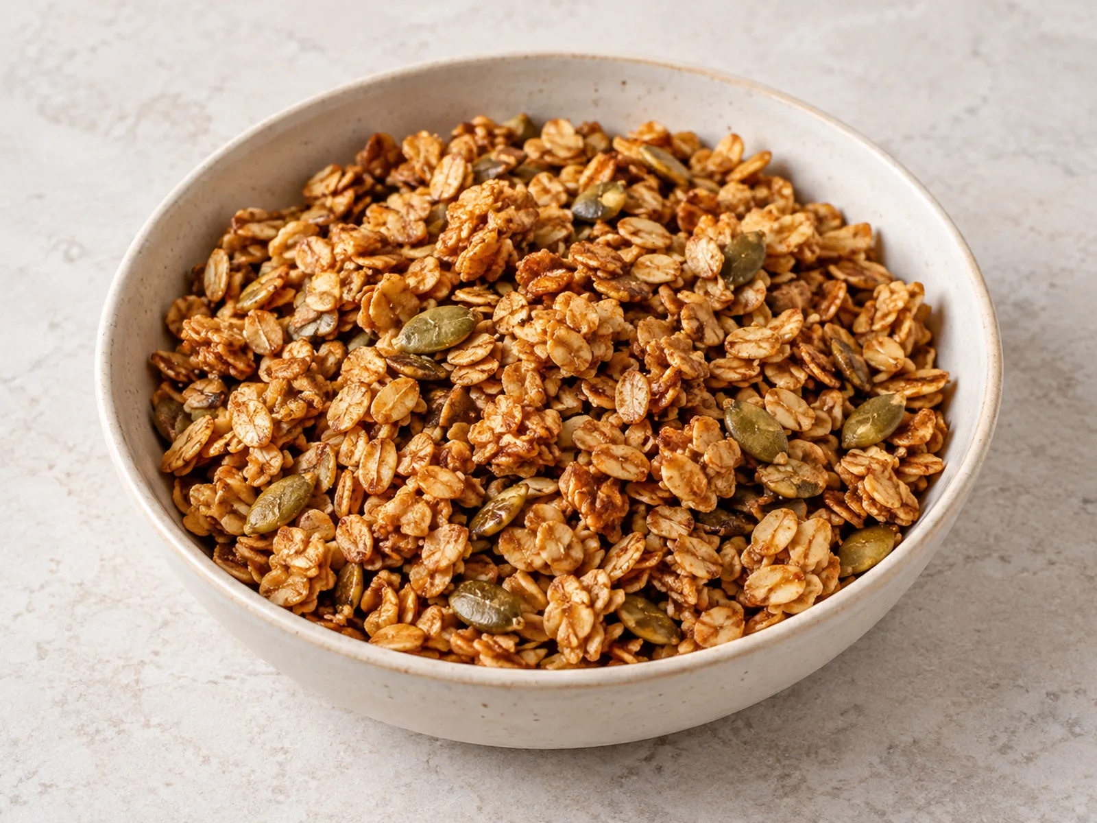 Maple pumpkin seed granola served ready to eat
