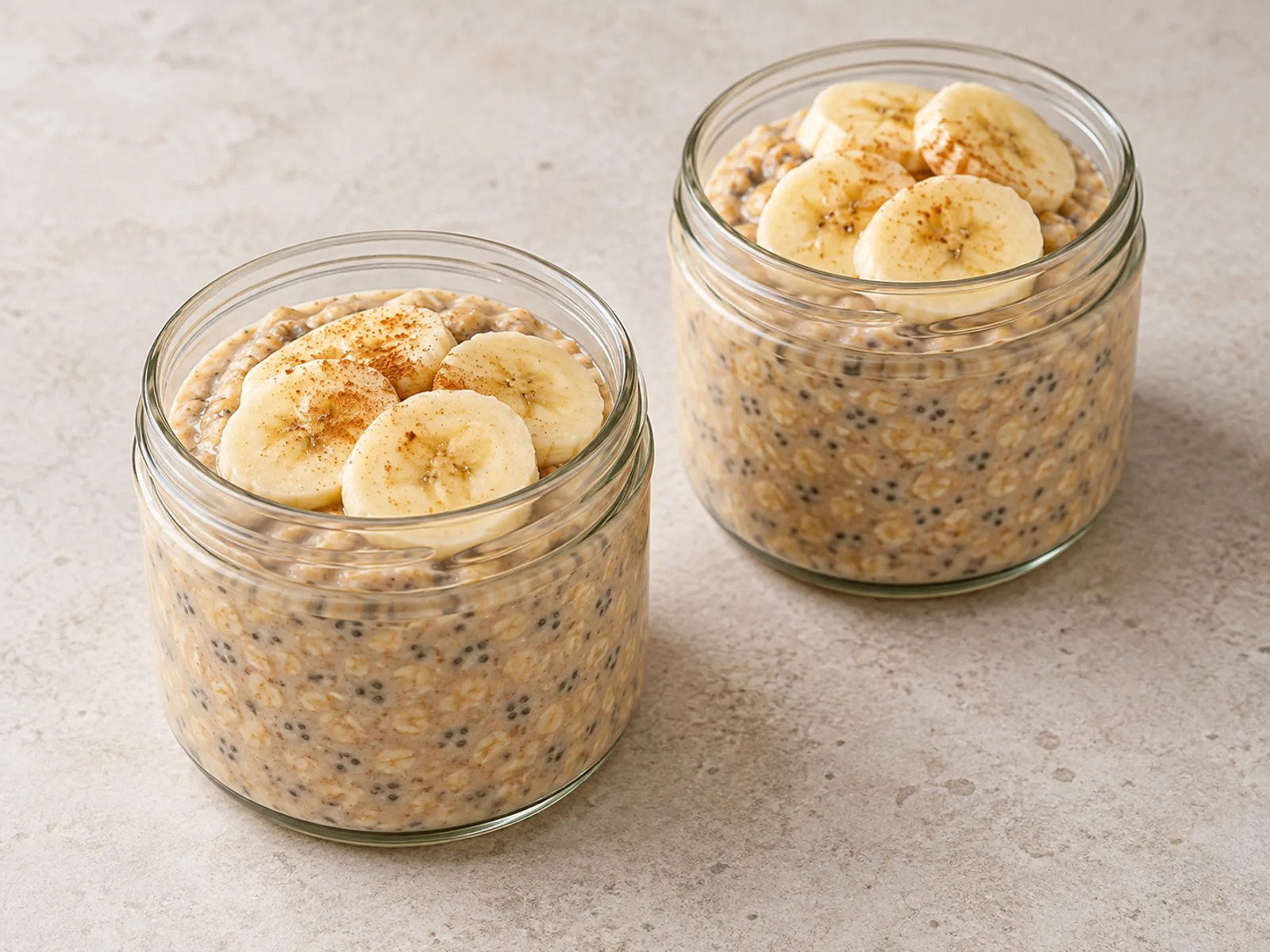 Peanut banana overnight oats served ready to eat