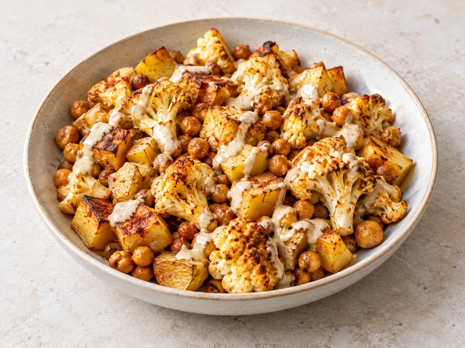 Roasted cauliflower chickpeas served ready to eat