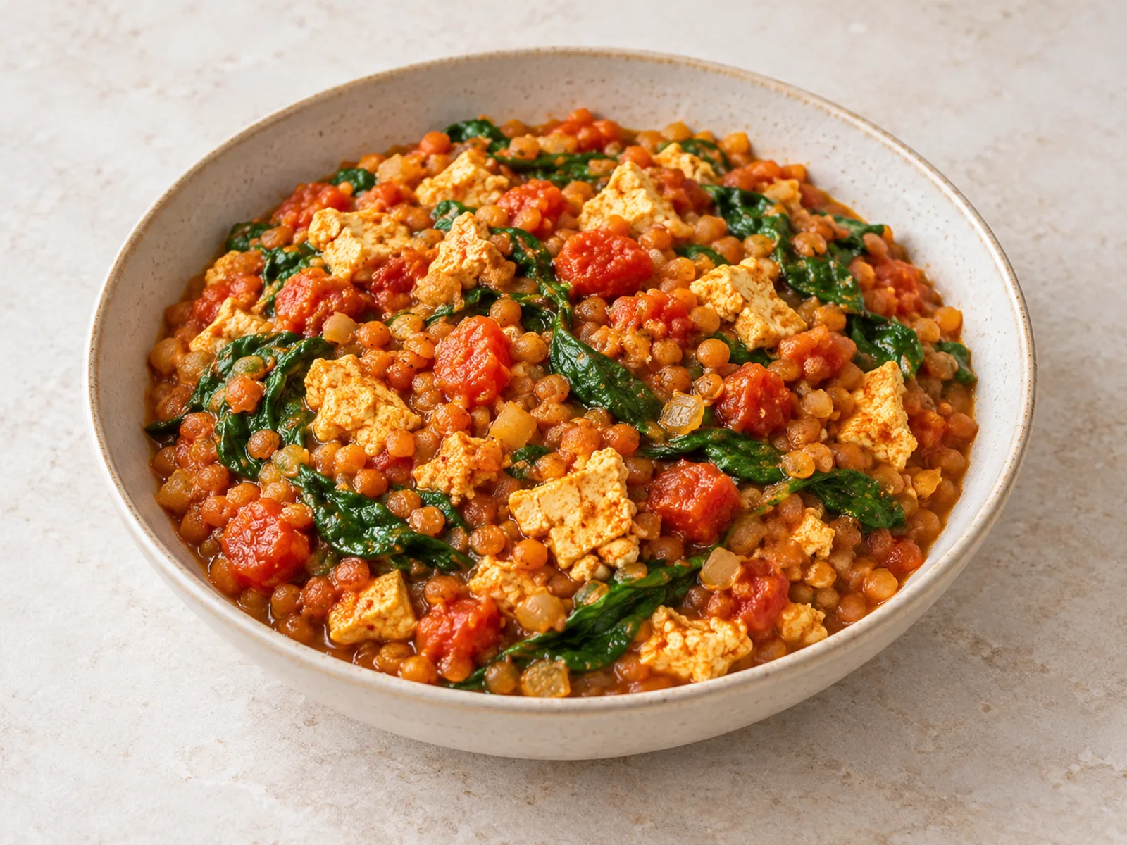 Savory lentil breakfast skillet served ready to eat
