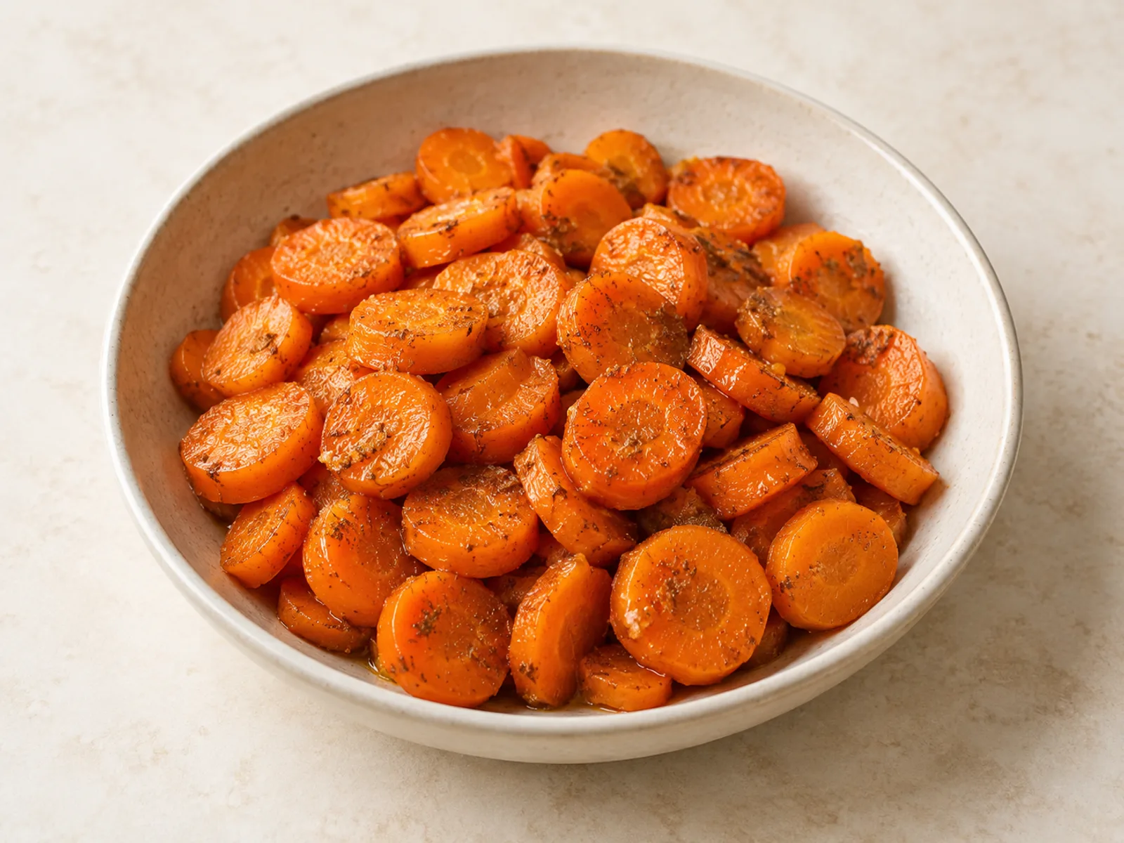 Warm cumin carrots served ready to eat